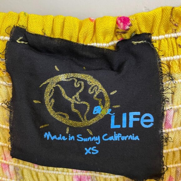 Blue Life yellow floral smocked secret crush last night set extra small MSRP 204 - Picture 9 of 12